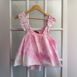 Zara Pink Ruffle Strap Babydoll Camisole Tank Top Size L